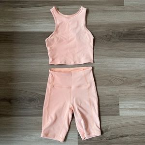 Ribbed Contour HR Short and Tank set in Malibu Peach